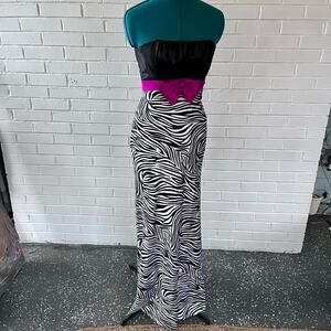 Vintage 90s zebra print Jessica McClintock for Gunne Sax formal dress